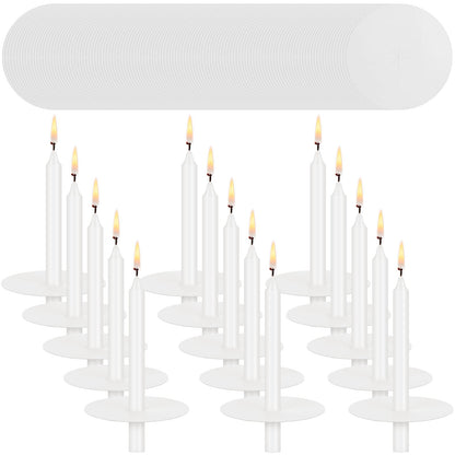 MTLEE 150 Set Church Candles with Drip Protectors, Shabbat Vigil Votive Memorial Pillar Candles for Devotional Vigil Service, White, Unscented, 0.47 D x 4.72 H