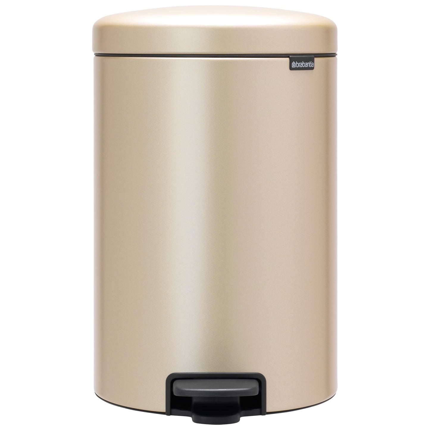 Brabantia Step-On Trash Can | Metallic Gold | 5.3 Gallon / 20L | Bathroom, Bedroom, Office Trash Can with Light Pedal Opening, Handle & Removable Inner Bucket | 11.4 x 15 x 18.4 | + Trash Bags