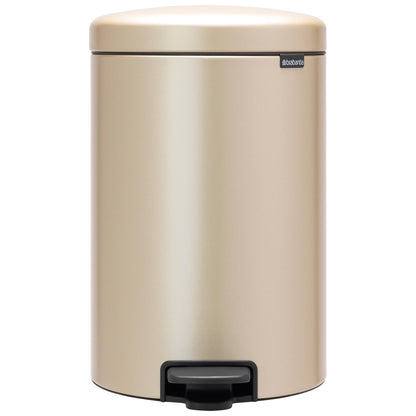 Brabantia Step-On Trash Can | Metallic Gold | 5.3 Gallon / 20L | Bathroom, Bedroom, Office Trash Can with Light Pedal Opening, Handle & Removable Inner Bucket | 11.4 x 15 x 18.4 | + Trash Bags