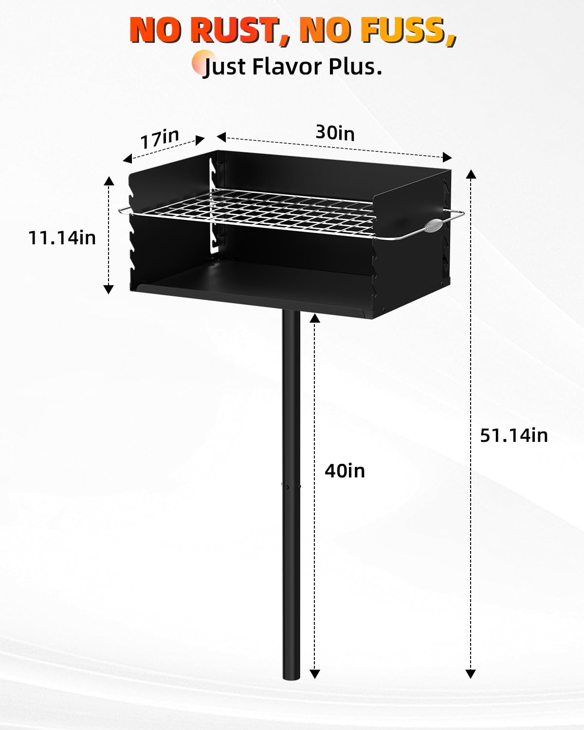 Charcoal Grill, Park Style Charcoal Grill, 30" x 17" Heavy Duty BBQ Grill Charcoal, Adjustable Single Post Barbeque Grill for Camping, Outdoor Cooking, Backyard, Patio, Camp Grilling Barbecues Cookout