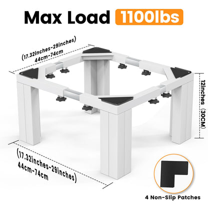 sugitek Full Size Laundry Pedestal Washer and Dryer Pedestals, Universal Fit 1100lbs Capacity Adjustable Washing Machine Stand, Dryer Base Platform Heavy Duty Mini Fridge Stand(Pearl White)