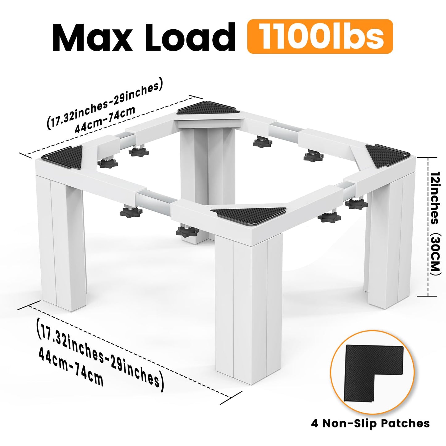 sugitek Full Size Laundry Pedestal Washer and Dryer Pedestals, Universal Fit 1100lbs Capacity Adjustable Washing Machine Stand, Dryer Base Platform Heavy Duty Mini Fridge Stand(Pearl White)
