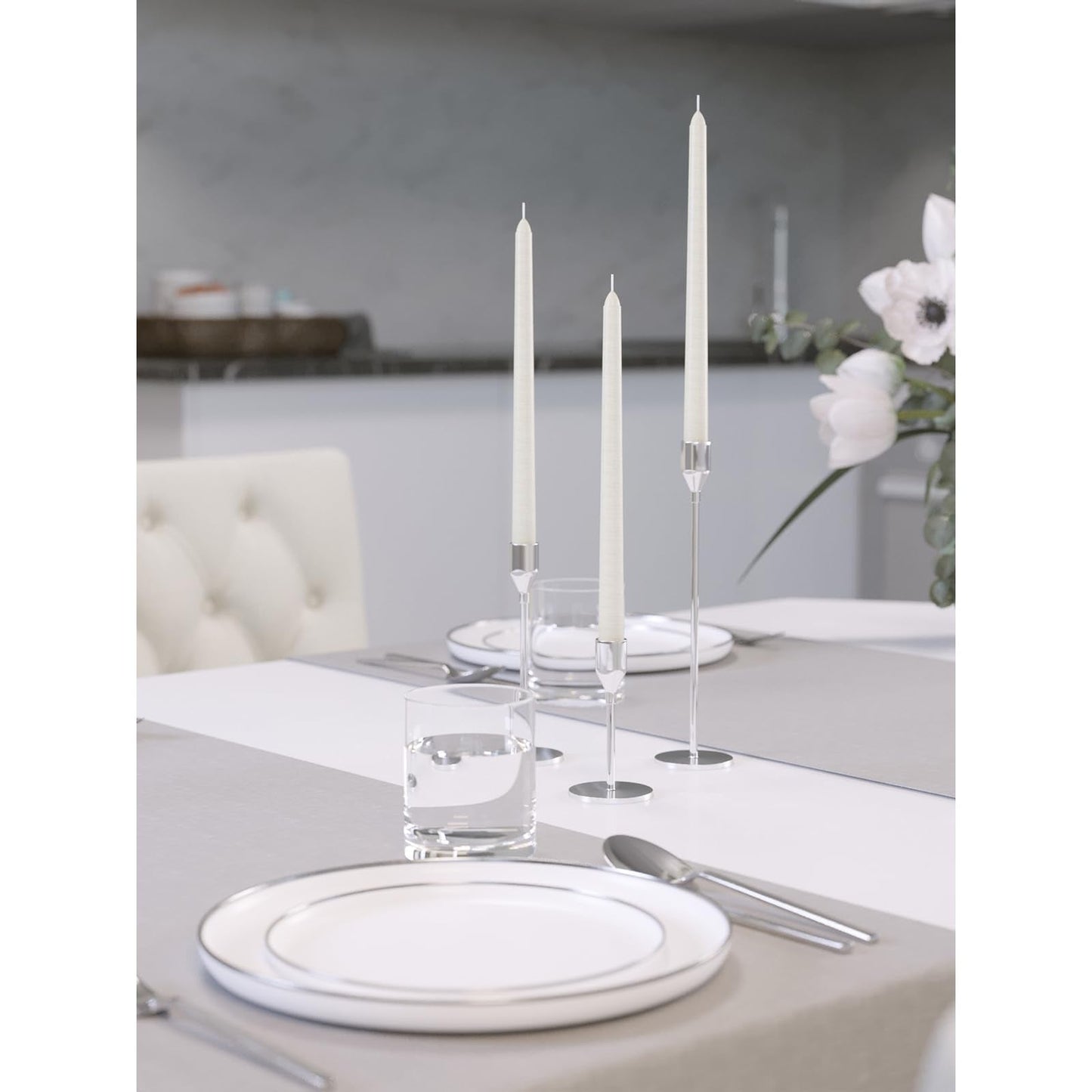 CANDWAX Ivory Taper Candles 10 inch Dripless - Set of 4 Tapered Candles - Smokeless and Unscented Taper Candlesticks Long Burning - Hand Poured Tall Candle Sticks