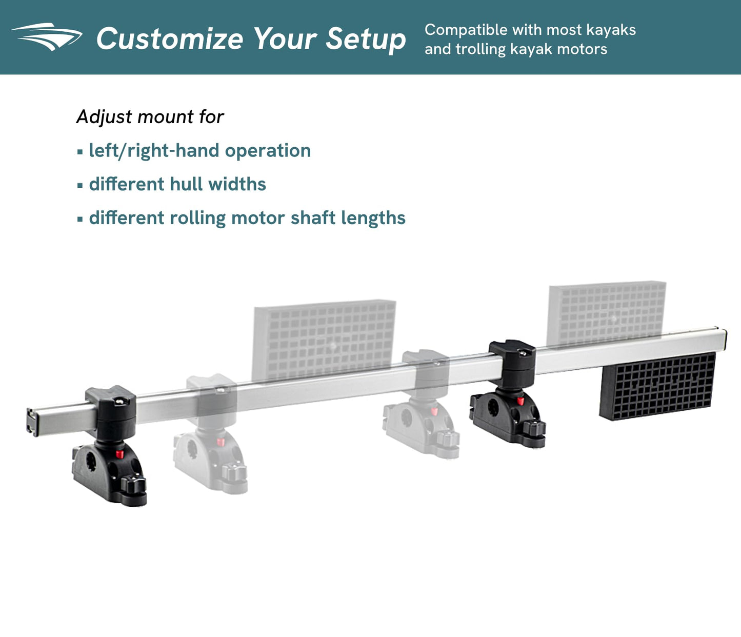 Pactrade Marine Trolling Motor Mount for Kayak & Canoe - Adjustable Transom Kayak Motor Mount Kit Bracket (Modular Direct/Track Mount) | Plus Multi-Use Support for Fishing Accessories