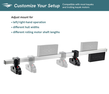 Pactrade Marine Trolling Motor Mount for Kayak & Canoe - Adjustable Transom Kayak Motor Mount Kit Bracket (Modular Direct/Track Mount) | Plus Multi-Use Support for Fishing Accessories