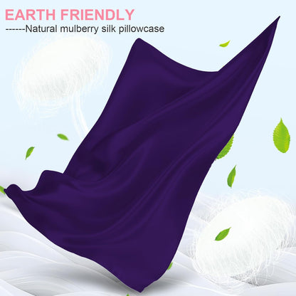 Skiennix Silk Pillowcase Set - 2 King Size Mulberry Silk Pillowcases for Hair & Skin | Soft, Breathable, Purple