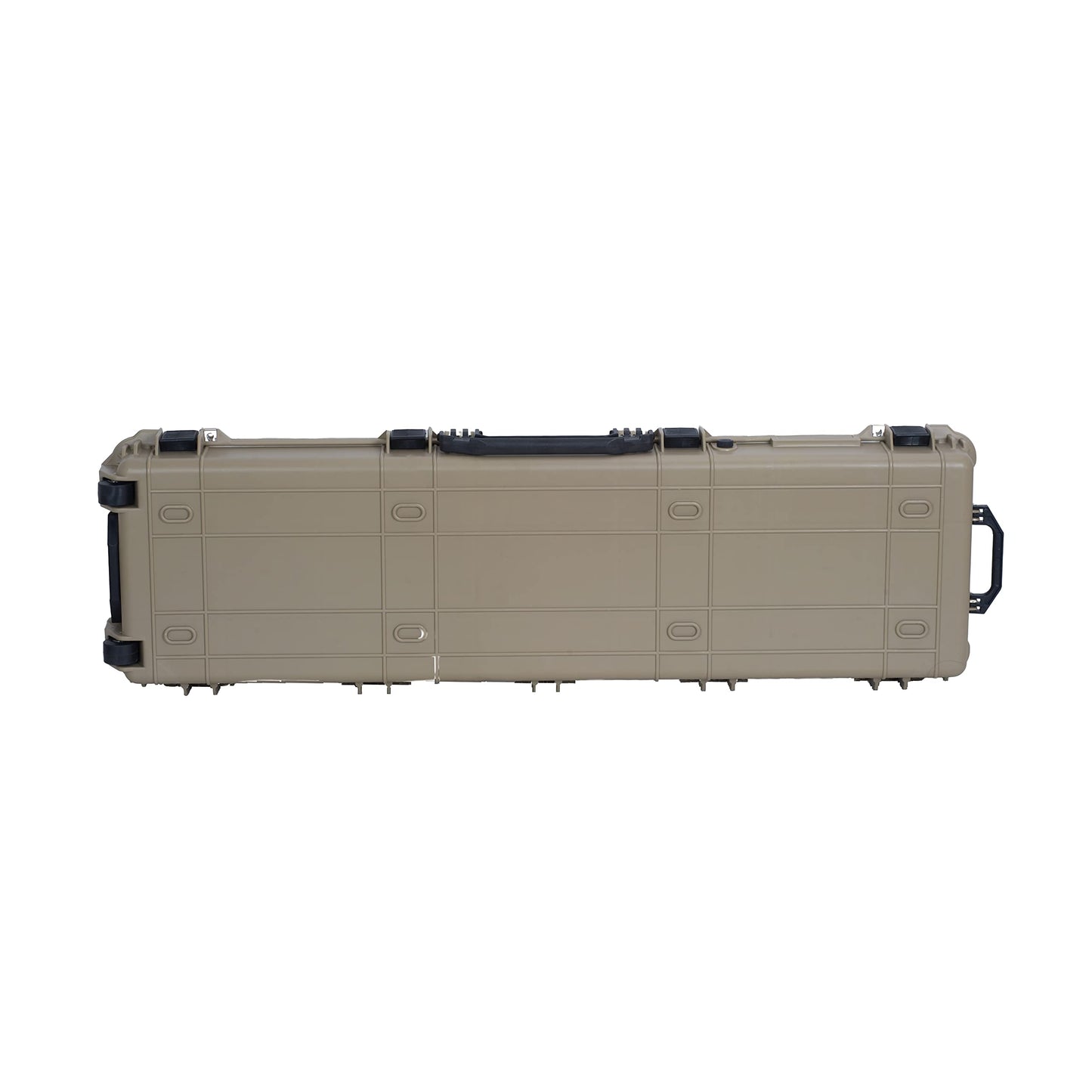 MEIJIA Portable IP67 Waterproof All Weather Hard Rifle Case with Rolling Wheels,Customizable Fit Foam Inserted,Soft Grip Handle,53x16.14x6.1inches (Desert Tan)