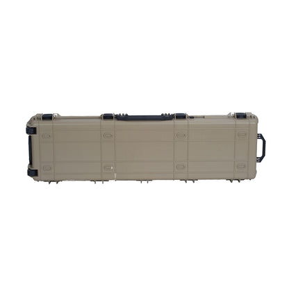MEIJIA Portable IP67 Waterproof All Weather Hard Rifle Case with Rolling Wheels,Customizable Fit Foam Inserted,Soft Grip Handle,53x16.14x6.1inches (Desert Tan)