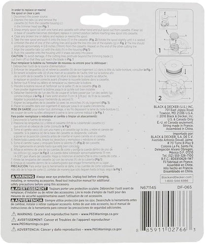 BLACK+DECKER Replacement Trimmer Line Spool - Dual Line .065-Inch AFS for Efficient Trimming
