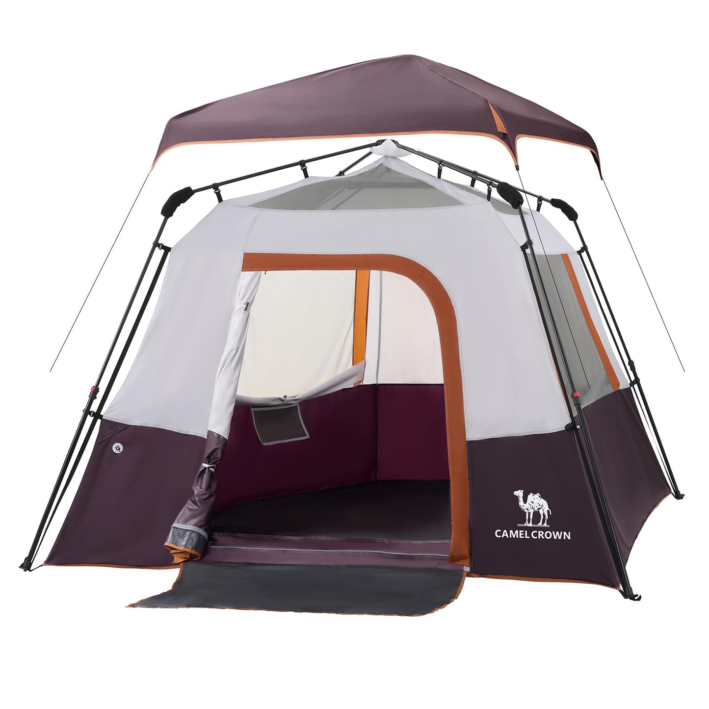 CAMEL CROWN 4/6 Person Instant Cabin Tent, Pop Up Windproof Tents for Camping, 60-Second Setup Family Tent with Carry Bag for Outdoor Hiking