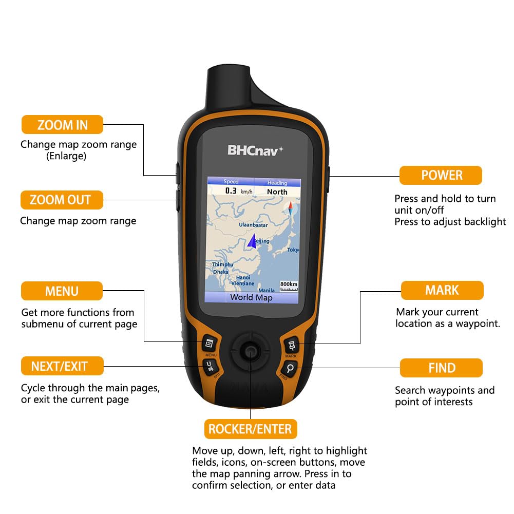 BHCnav NAVA F30 Handheld GPS Navigation Device, Colorful Map Display, Land Accuracy Surveying Equipment for Outdoor Hiking Hunting Traveling Adventures