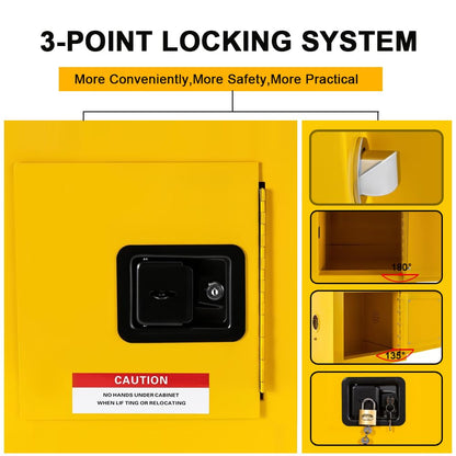 VoTwoofv Flammable Cabinet 13" x 13" x 13",Galvanized Steel Flammable Safety Cabinet,1 Door Mini Safety Storage Cabinet Flammable Liquids Storage Cabinet for Commercial Industrial and Home Use
