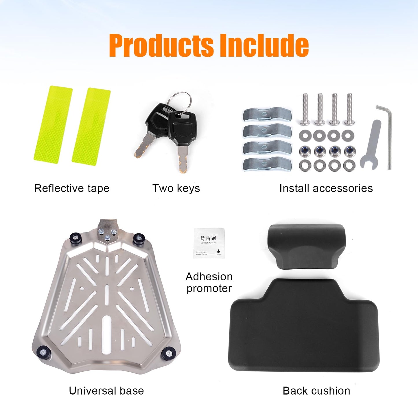 GEARZONE 55L Motorcycle Top Case with Molle Panel Universal Motorcycle Top Box for Motorcycles Suitable for Stowing Helmets and Luggage