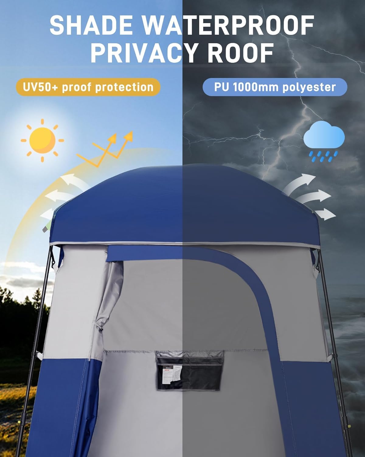 KingCamp Shower Tent, Portable Privacy Tent Outdoor Camping 1/2 Room Toilet Tents with Shower Bag & Dressing Room for Travel Beach Tailgate