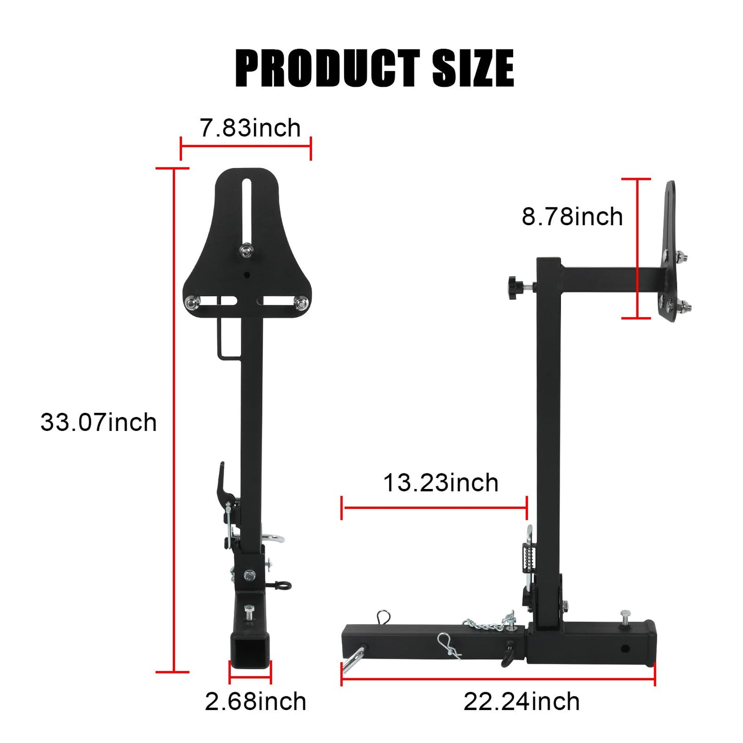 JDMSPEED RV Spare Tire Carrier Mount Adjustable Trailer Hitch with 2 Inch Receiver Compatible with 16" 16.5" 19.5" 22.5" 24" Wheels for Vans SUVs and Motorhomes