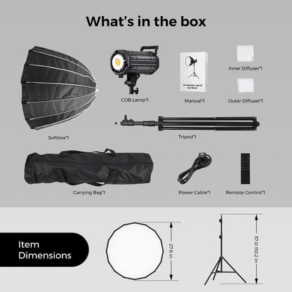 NearStream SL40 100W Softbox Lighting Kit with Tripod, 110'' Adjustable Stand, 27.6'' Softbox, 2700K–6500K Dimmable LED Studio Light, CRI 97+, Remote & App Control for Live Streaming and Video Record