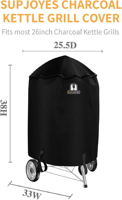 SUPJOYES Grill Cover - Heavy Duty Waterproof BBQ Cover for 26-Inch Weber Charcoal Kettle