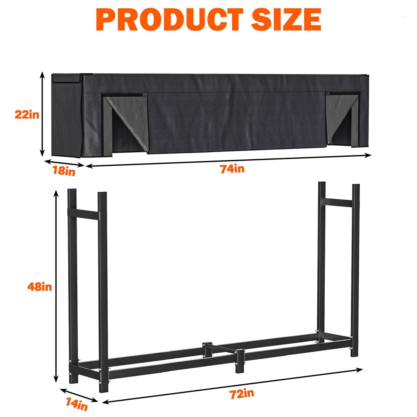 Ultrawall Heavy Duty Firewood Rack with Waterproof Cover, Freestanding Wood Log Holders for Firewood, Indoor/Outdoor Wood Storage Rack (6 ft)