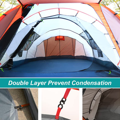 AYAMAYA Pop Up Tent 6 Person Easy Pop Up Tents for Camping with Vestibule, Double Layer Waterproof Instant Setup Popup Tent Big Family Camping Tents Beach Pop-up Tent Space for 2/3/4/5/6 People Man