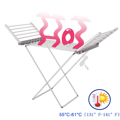 yariwiz (1 Pack) Heated Clothes Drying Rack, Folding Electric Clothes Rack, Collapsible Laundry Drying Rack, Free Standing Heating Garment Dryer Towel Rail Space Saving for Home Indoor Outdoor