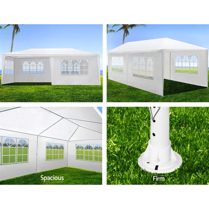 10'x20' Party Tent, Outdoor Wedding Event Tents for Parties with 6 Removable Sidewalls, Heavy Duty Waterproof Outdoor Canopy Camping Gazebo for Wedding BBQ Patio Backyard, White
