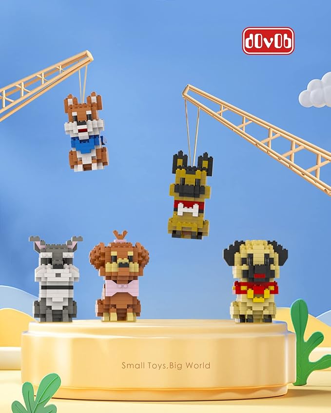 dOvOb Micro Mini Blocks 8 in 1 Dogs Set 1616 Pieces Bricks 3D Puzzle Collection Animal Model Toys as Gift for Adult or Kids