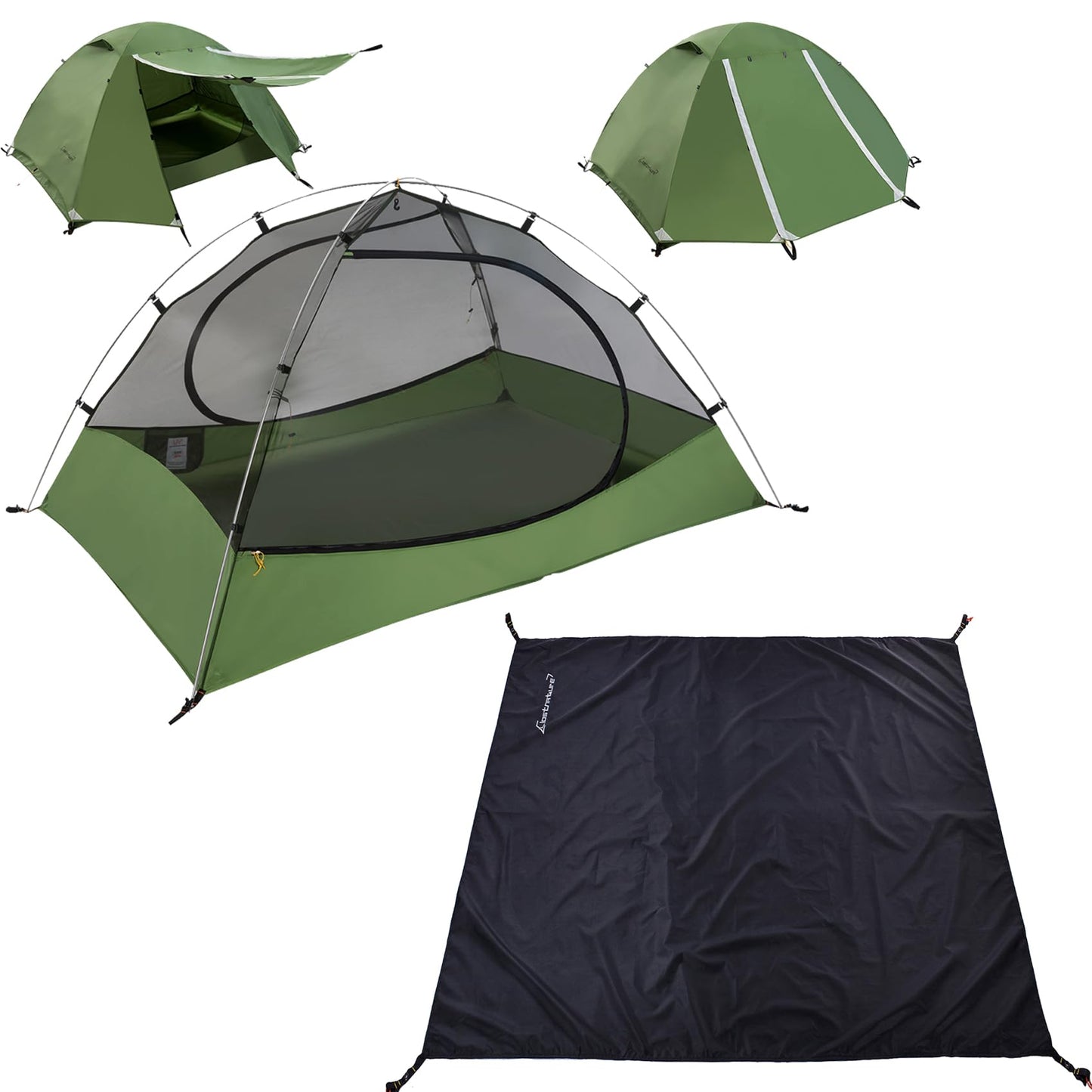 Clostnature Lightweight Backpacking Tents - 7'3'' x 4'11'' x 3'10'' Camping Tent with Matching Waterproof Tent Footprint, 2 Person Waterproof Tent with Camping Tarp for Outdoor, Hiking