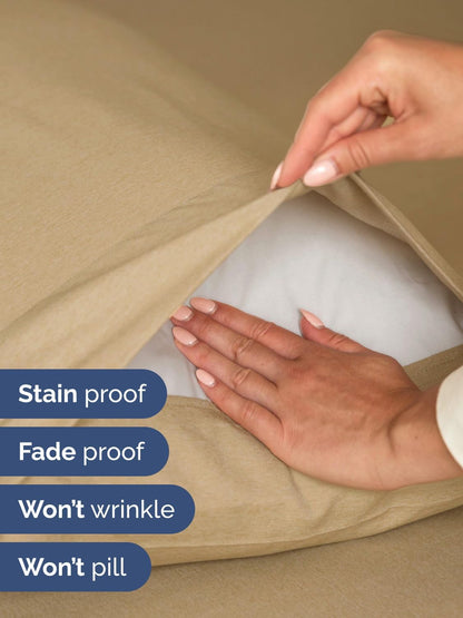 Skiennix Extra Deep Split King Sheet Set - 7 Piece Breathable Cooling Bedding - Luxury Soft Wrinkle-Free Heathered Tan