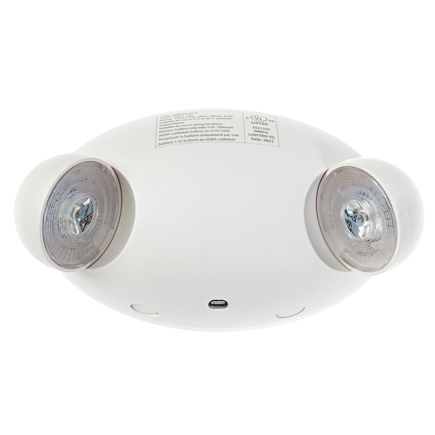 Ciata Lighting Round Head Emergency Wall Light with Battery Back-up, 120-277V, Two Head Adjustable Emergency Lighting Commercial, for Home in White Finish - 6 Pack