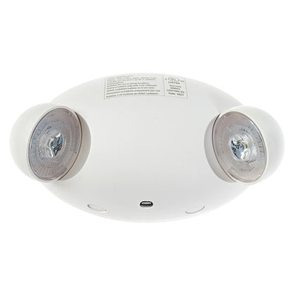 Ciata Lighting Round Head Emergency Wall Light with Battery Back-up, 120-277V, Two Head Adjustable Emergency Lighting Commercial, for Home in White Finish - 6 Pack