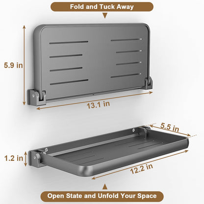 Safoner RV Clothes Drying Rack Ladder Mounted + RV Aluminum Fold-Down Wall Shelf