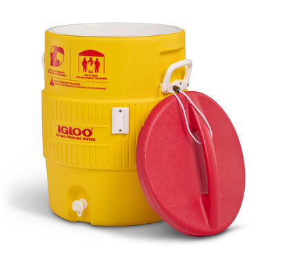 Igloo 10 gallon Industrial Beverage Cooler, Yellow/Red/White