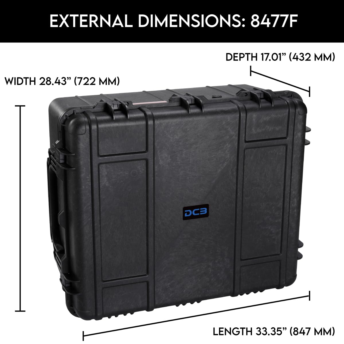 DCB Cases - Element 8477F Waterproof Rolling Hard Case with Foam Insert | IP67 Dustproof Impact-Resistant Protective Equipment Case | 33 x 28 x 17 | Wheels | Telescoping Handle