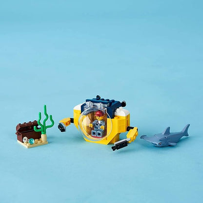 LEGO City Ocean Mini-Submarine 60263 Underwater Playset Featuring a Toy Submarine Pirate Treasure Chest Hammerhead Shark Figure and a Pilot Minifigure Great Gift for Kids (41 Pieces)