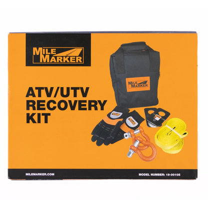 Mile Marker 19-00105 ATV UTV Recovery Kit - Includes Carrying Case, 2 8' Recovery Straps, 1 Pair of Gloves, 2 8K Snatch Block & 2 5/8" Powder Coated Shackles