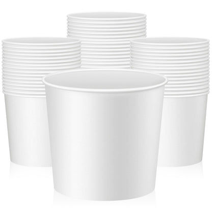Hoolerry 25 Pcs 85 oz Paper Bucket Cardboard Food Bucket Bulk Disposable Food Container for Birthday Party, Wedding, Baby Shower, Event Gather Party Supplies (Cardboard,White)