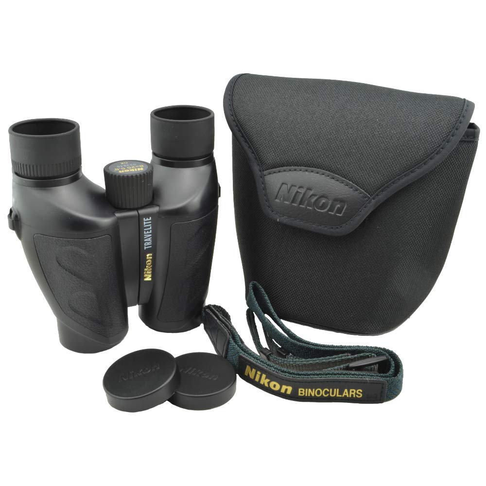 Nikon Travelite 12x25 Binoculars (7279) Travel Bundle - Black With Lens Pen, Carry Case, and Lens Cloth - High Powered Compact for Adults - Bird Watching, Hunting, Hiking