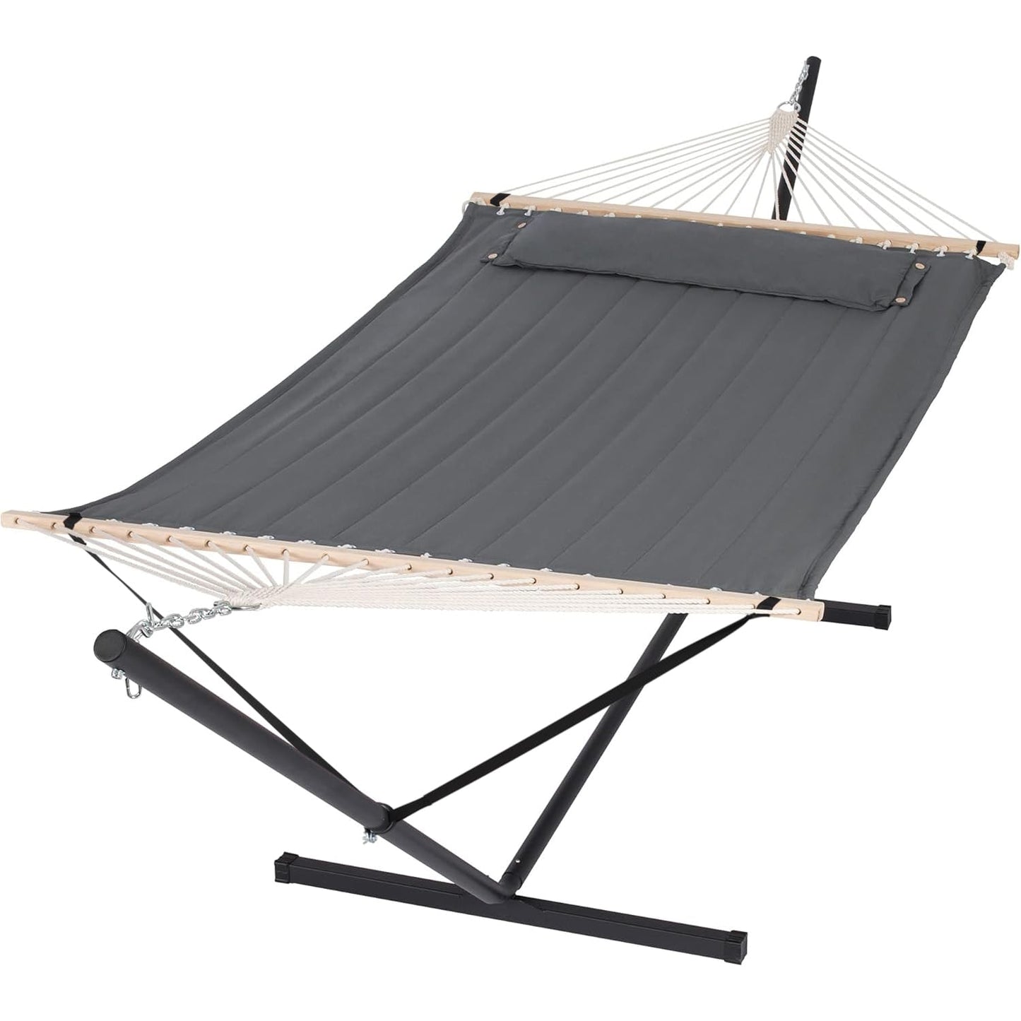 SUNCREAT 2 Person Hammock with Stand, Heavy Duty Portable Hammocks, 475 lbs Capacity, Dark Grey