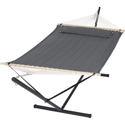 SUNCREAT 2 Person Hammock with Stand, Heavy Duty Portable Hammocks, 475 lbs Capacity, Dark Grey