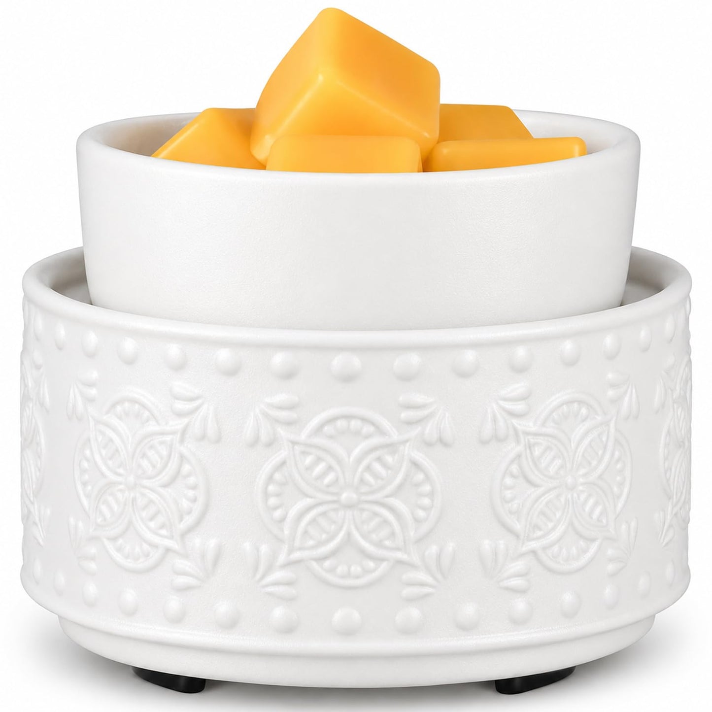 Mocosa Ceramic Candle Wax Melt Warmer for Scented 3-1 Electric Candle Warmer Home Fragrance Burner Perfect Gifts for Mom Women(White-Granular)