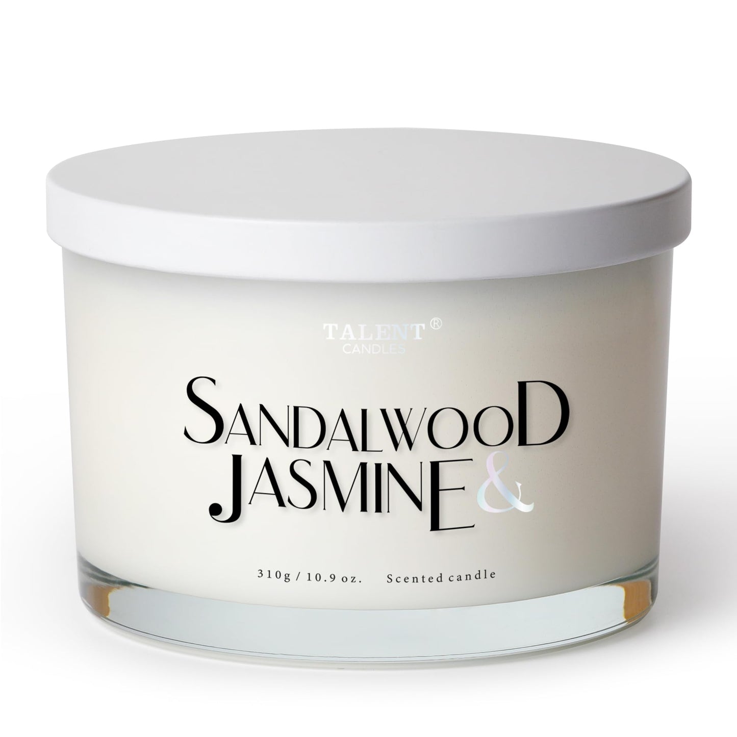Scented Candle, Talent Candles for Home Scented, 3 Wicks Soy Candles, Candle Gifts for Women & Men, Contemporary Jar Candles, 25 hrs Burn, 10.9oz Sandalwood & Jasmine, TCGG8100A