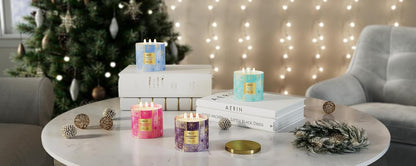 Candle-lite Holiday Scented Candles, Almond Blossom with Cashmere Woods, 14 oz 3-Wick Jar Candle, Proudly Poured in USA, Christmas Home Decor, 45 Hours of Burn Time, Holiday Gift for Men and Women