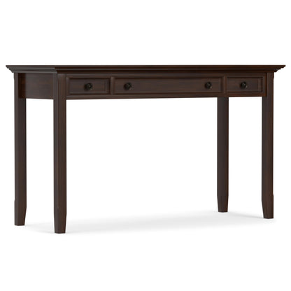 SIMPLIHOME Amherst Desk and Bookcase Bundle - 54 inch Wide Solid Wood Desk with Drawers and 30 inch Wide 5-Shelf Bookcase in Russet Brown, Transitional Home Office Furniture (Set of 2)