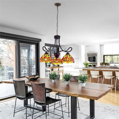 Chloe Lighting Empress Dragonfly Mini Chandelier, 3 Light, 24in Wide, Multicolor, Dark Bronze, Model CH3T471RD24-DD3