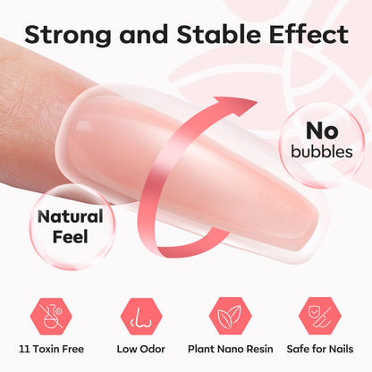 Modelones Poly Nail Gel Kit, 6 Colors Poly Extension Gel Clear Pink White with 48W U V/LED Lamp 3D Nail Charms Builder Slip Solution Complete Toe Manicure Supplies Tools for Starter