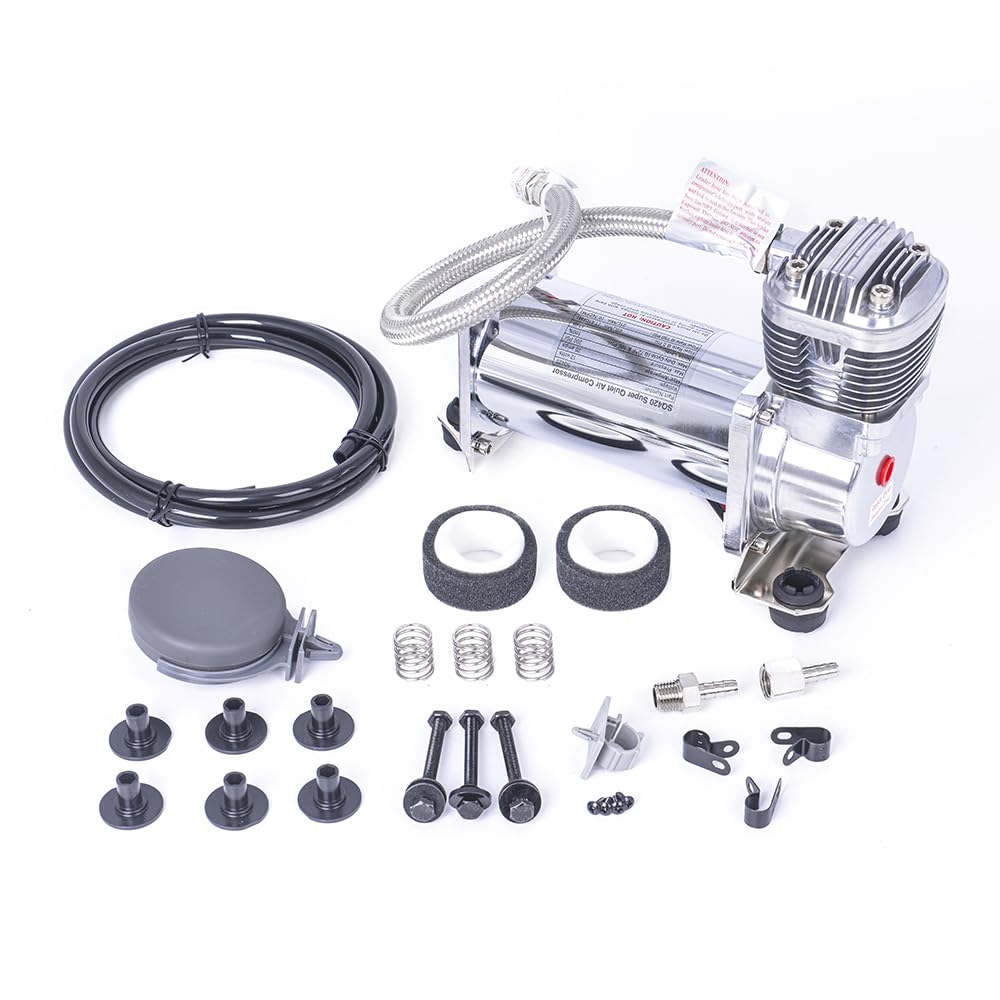ZHSYMX Ultra Quiet Air Compressor, 300PSI 1/4 NPT Super Silent 69DB Truck/Car Train Horn/Suspension/Ride/Bag kit/System and All 12v Vehicles like Semi/Pickup Trucks Silver