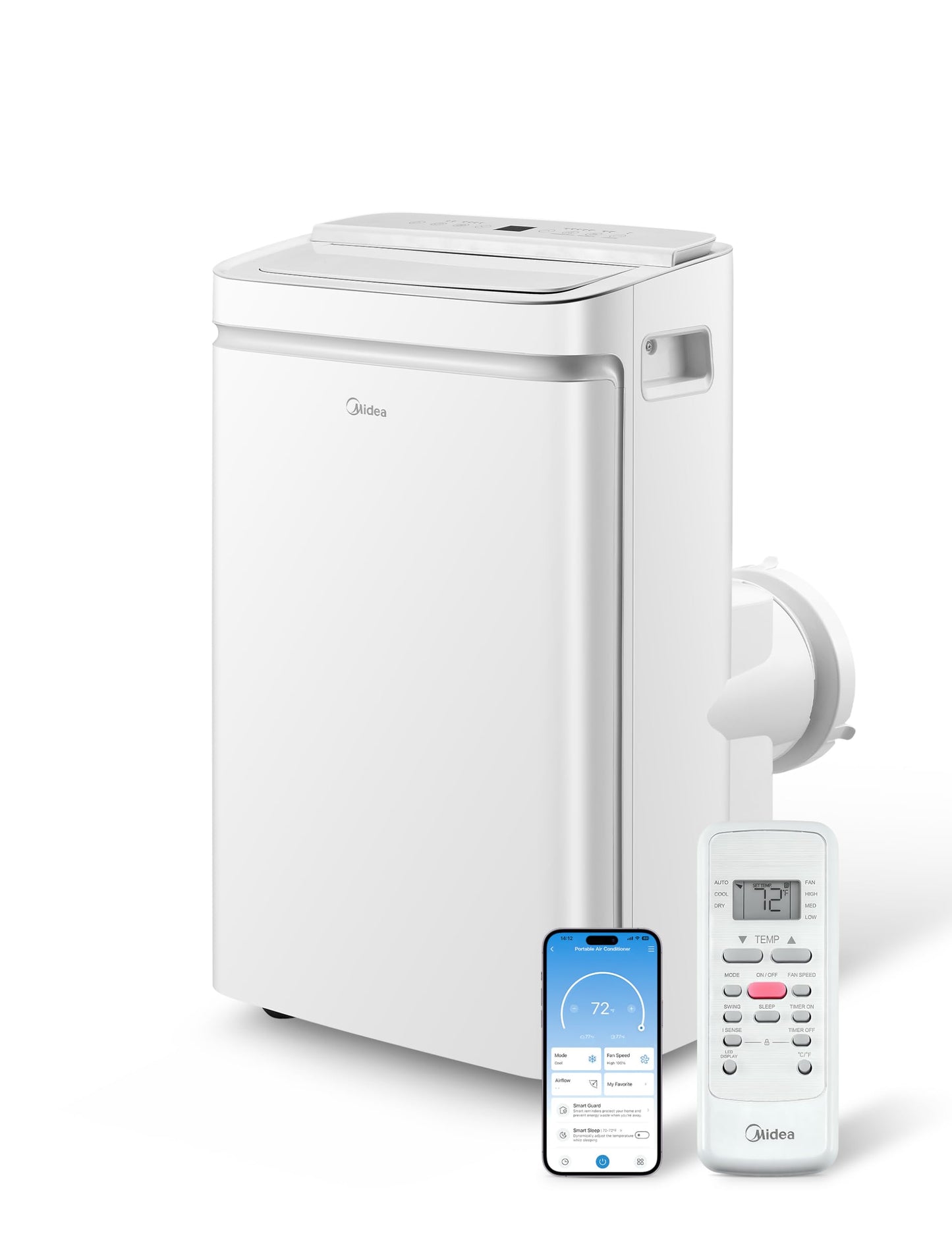 Midea 13,000 BTU ASHRAE (10,000 BTU SACC) Dual Hose Portable Air Conditioner with Inverter, Remote Control, Cools up to 450 Sq Ft, Smart Wi-Fi Connects to Alexa/Google Assistant, Window Kit Included