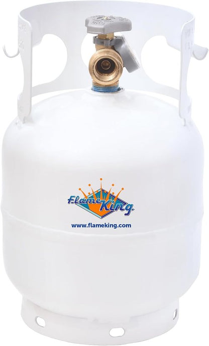 Flame King 5lb Steel Propane Tank Cylinder - Gauge & OPD Valves for Grills, BBQs & Camping | White