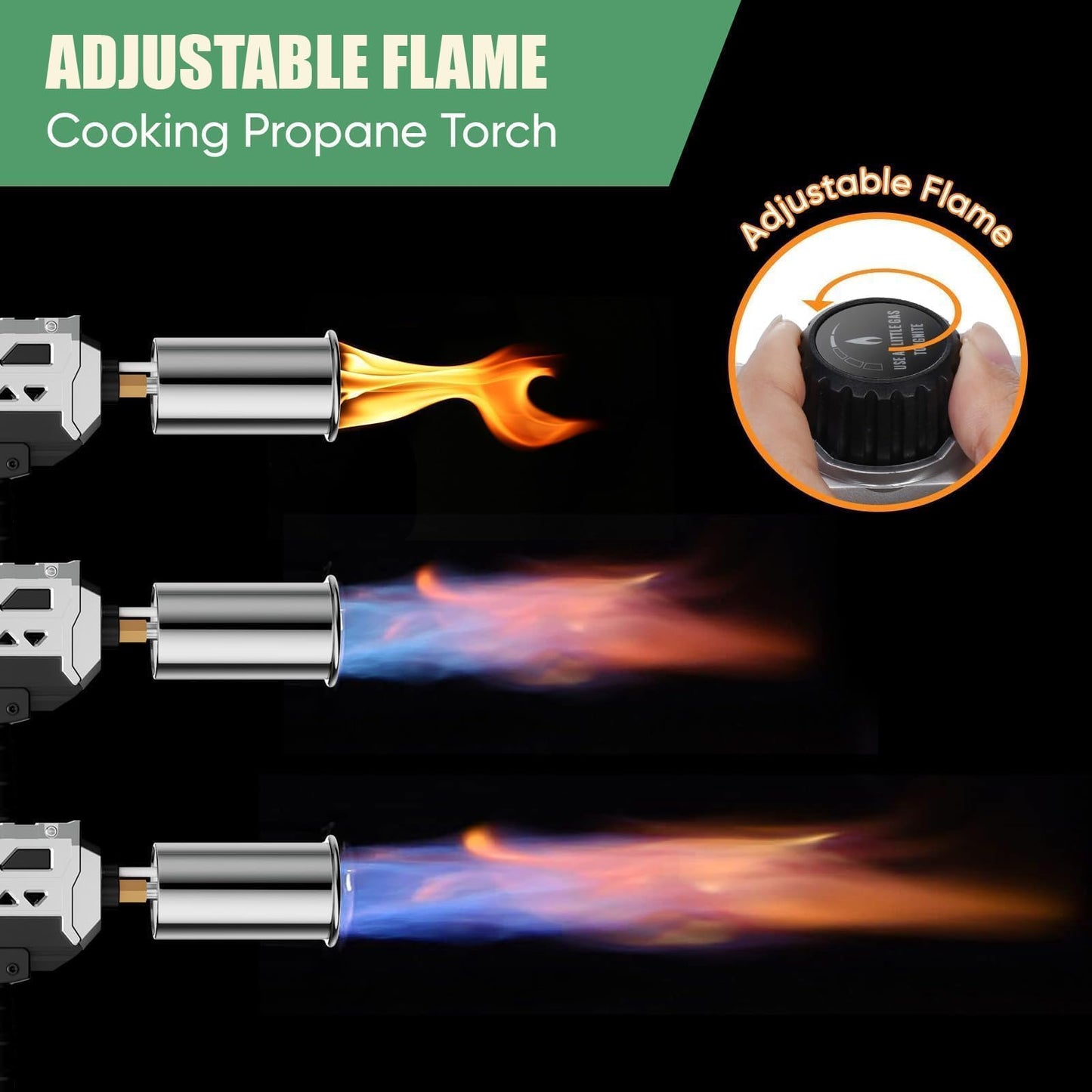 Koackl Powerful Propane Torch Gun 2 Pack, Kitchen Torch with Adjustable Flame, Flamethrower Blow Torch Gun, Gas Welding Kits for BBQ, Searing Steak, Camping & Charcoal Torch Lighter(Tank Not Included)