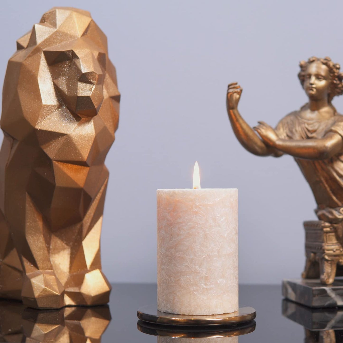 Tall Unscented Pillar Natural Candles, Clean Burning, Dripless, Smokeless Set of 2 (2.75” x 6” Marble White)